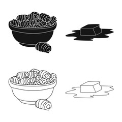 Isolated object of creamy and product icon. Collection of creamy and farm stock vector illustration.