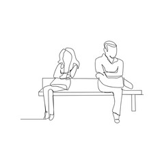 continuous line drawing of couple sitting. isolated sketch drawing of couple sitting line concept. outline thin stroke vector illustration