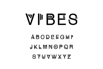 Obraz premium Vibes hand drawn musical font type alphabet abc black white minimalism
