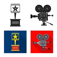 Vector illustration of television and filming logo. Set of television and viewing stock vector illustration.