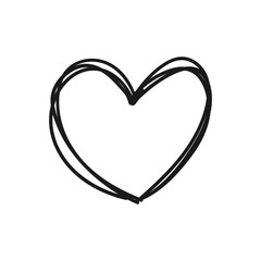 Heart doodle, hand drawn symbol of love. Sketched illustration.