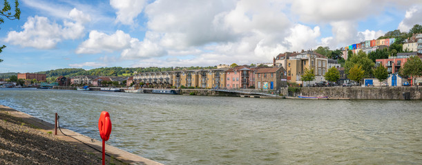Panoramic view of Bristol Docks looking towards Clifton Wood and Hotwells, Bristol, United Kingdom