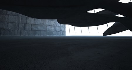 Empty dark abstract concrete smooth interior . Architectural background. 3D illustration and rendering