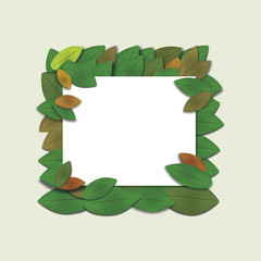 autumn green and yellow leaves in the form of a frame