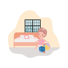 cute little girl baby in the bedroom character