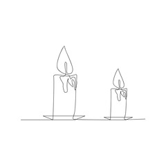 continuous line drawing of candle. isolated sketch drawing of candle line concept. outline thin stroke vector illustration