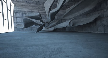 Empty dark abstract concrete smooth interior . Architectural background. 3D illustration and rendering