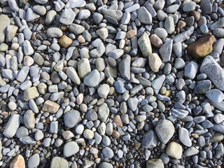 A stone beach on the banks of the St. Lawrence River