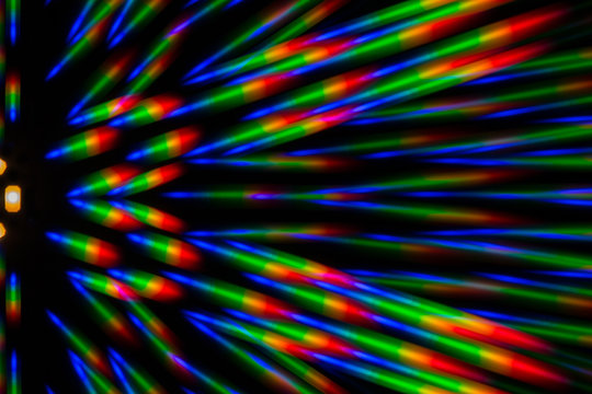 Photo of the diffraction pattern of LED array light, comprising a large number of diffraction orders obtained by the thin phase gratings