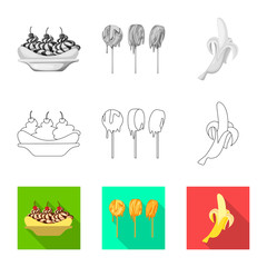 Vector illustration of natural and vegetarian sign. Collection of natural and eating vector icon for stock.