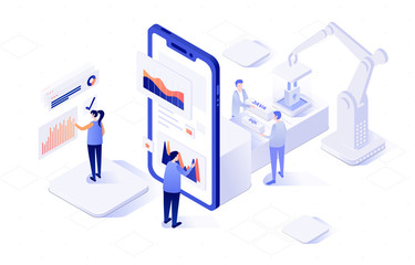 Vector isometric illustration of an front-end and back-end