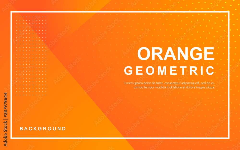 Poster abstract orange background. geometric element design with dots decoration.