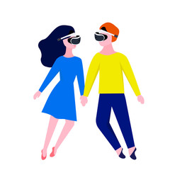 Woman and man in VR glasses
