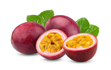 Passion fruit isolated on the white background. full depth of field