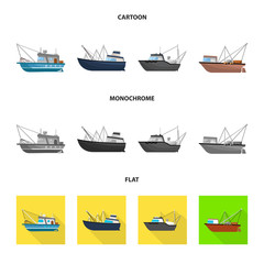 Vector design of transport and industrial sign. Set of transport and yacht stock symbol for web.