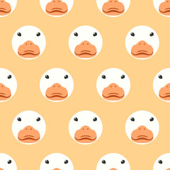 Seamless pattern created by duck faces set to background