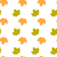 Autumn seamless pattern. Endless elegant texture with leaves. Tempate for design fabric, backgrounds, wrapping paper, package.