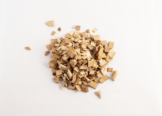 smoking wood chips for BBQ on white background