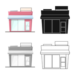 Vector design of office and shop icon. Set of office and entrance vector icon for stock.