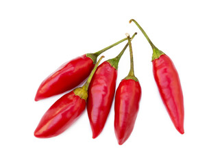 Red hot peppers isolated on white background