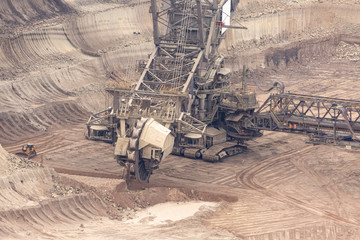 Bucket-wheel excavator in a lignite mine