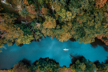 Kayak on the river in fall
