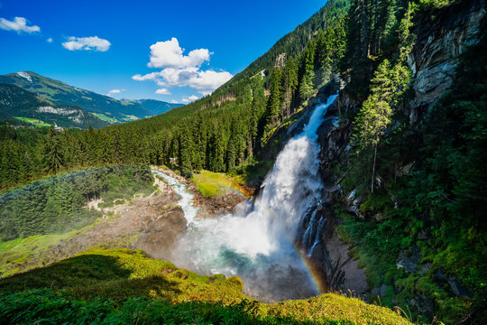 Impressive view on the krimml waterfalls in austria (Krimmler Wasserf&auml;lle)