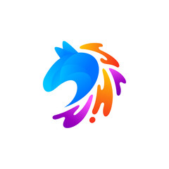 colourful horse logo design template