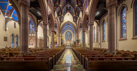 Nave and interior of the historic St. Paul's Episcopal Cathedral of Buffalo, New York