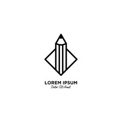 Fototapeta premium Education logo vector icon illustration line outline monoline