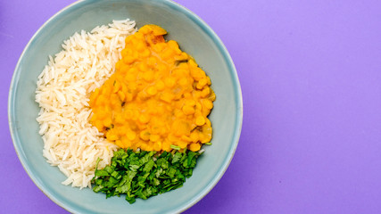 Indian Style Vegetarian Lentil Curry With Rice
