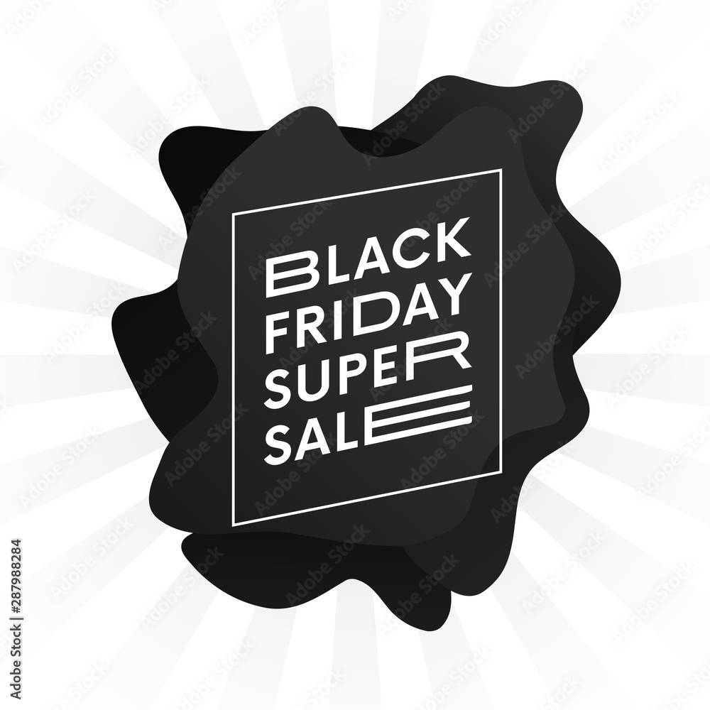 Poster black friday sale banner with fluid shape. abstract black blob vector design.