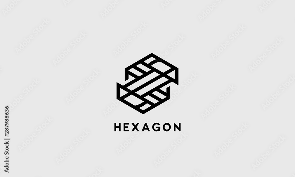 Aufkleber Modern hexagonal geometric logo vector design. Abstract linear hexagon company icon.