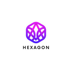 Simple hexagon linear logo icon. Company geometric trendy sign.
