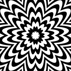 Abstract flower geometric psychedelic striped pattern ornament.