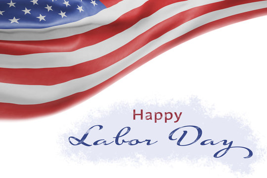 American National Holiday. Background with American flag and national colors. Text: Happy Labor Day