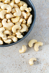cashew nuts on granite surface