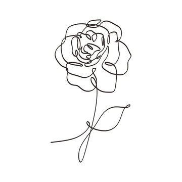 recommend clip art: Flower continuous one line art drawing vector illustration. Beauty rose single sketch isolated on white background.