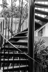 Spiral steel staircase circular staircase decoration. dark color
