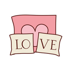 pillows with love word icon