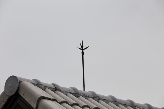 Lightning rod on the roof of a building for lightning protection systems