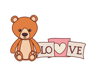cute bear teddy stuffed with love pillows