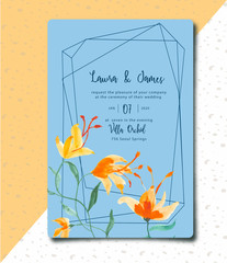 Watercolor floral wedding invitation with geometry.zip