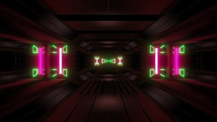 futuristic glowing scifi space tunnel corridor 3d illustration background wallpaper