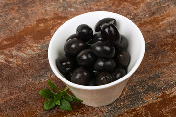 Black olives in the bowl