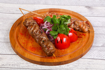 Chicken and beef skewers