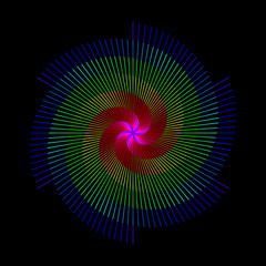 Rainbow Pinwheel Illustration on a Black Background