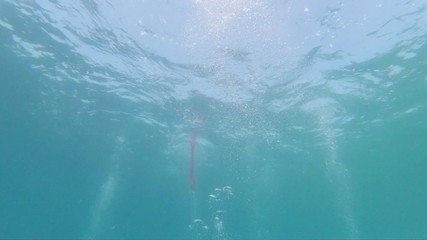 Bubbles rising from below underwater