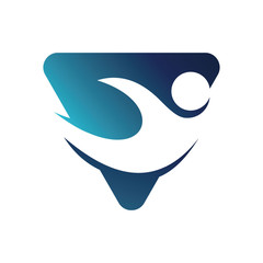 people with geometric logo vector