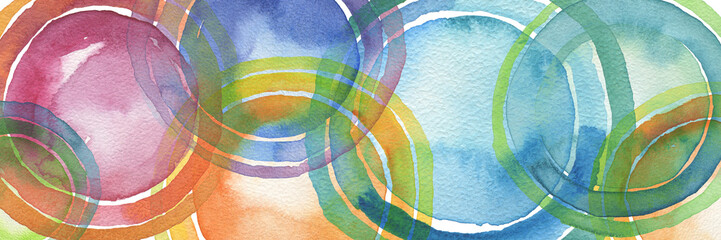 Circle watercolor painted background. Texture paper.